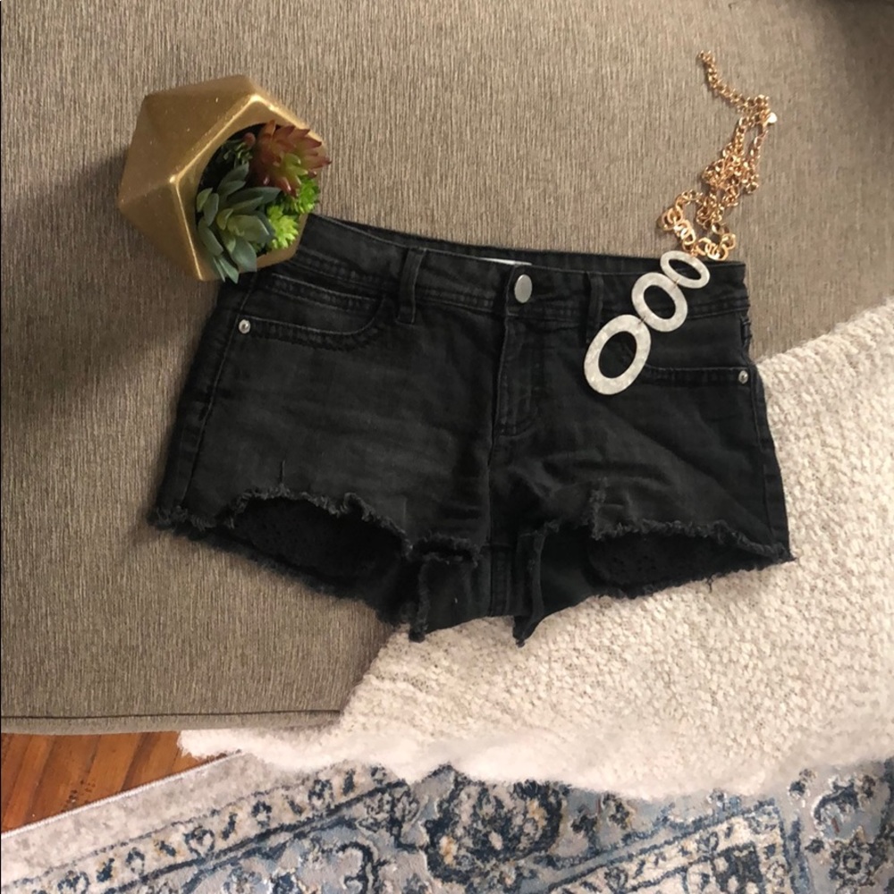 Black jeans shorts
